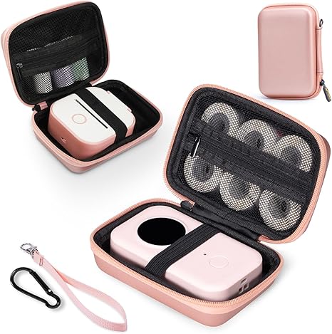 "Shockproof Mini Printer Travel Case – Waterproof Gradient Pink Storage Bag"